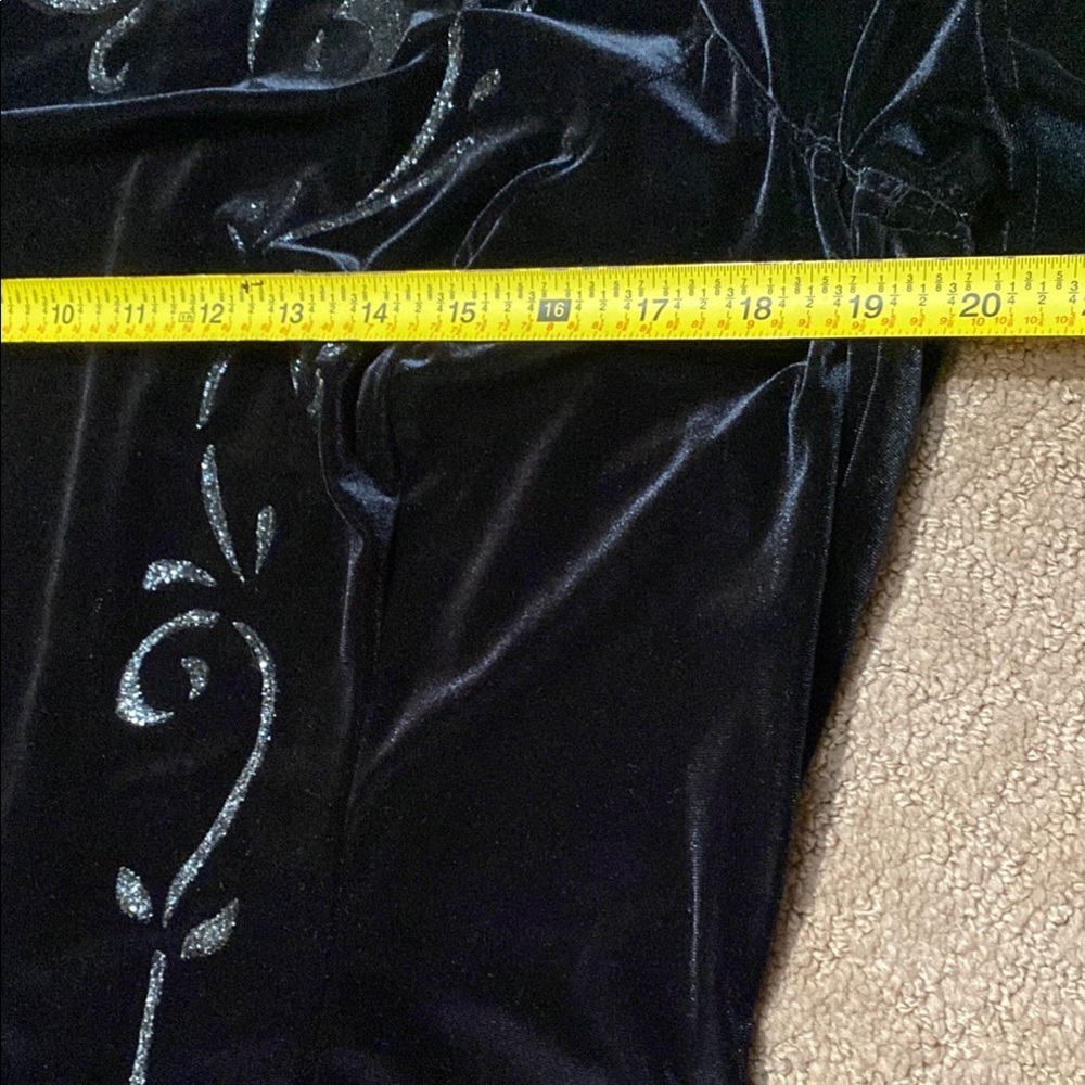 Elegant Y2K Black Velvet Size 14 Embellished Maxi Dress Dark Romance Goth Fall - Picture 10 of 14